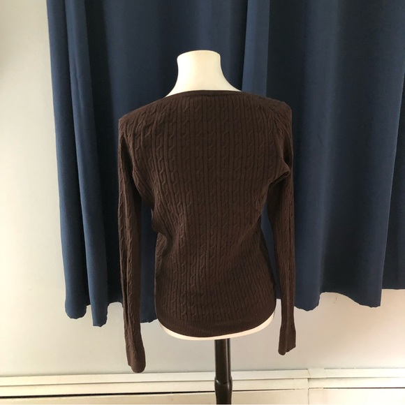 BOGO Talbots brown cable knit v-neck sweater - Picture 6 of 7
